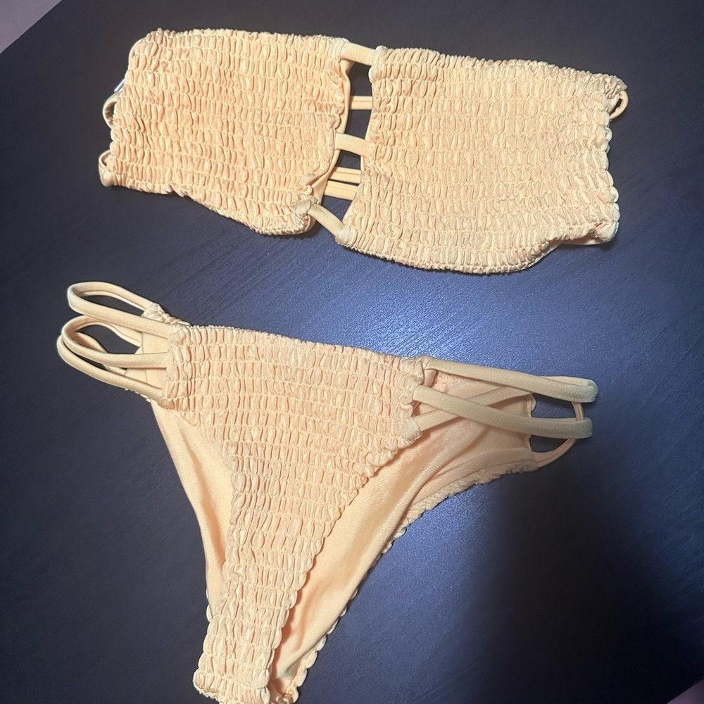 Yellow Smocked Bikini Set